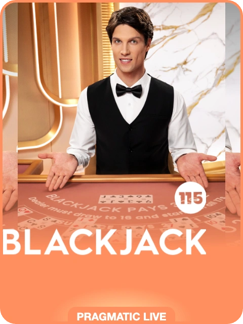 Blackjack 115 lobby thumbnail — Pragmatic Play Live, rendered by thumbs.store