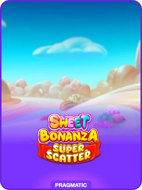 Sweet Bonanza Super Scatter lobby thumbnail — Pragmatic Play, rendered by thumbs.store
