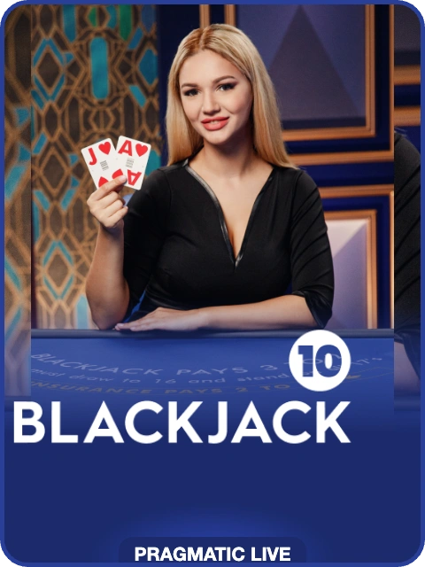 Blackjack 10 lobby thumbnail — Pragmatic Play Live, rendered by thumbs.store