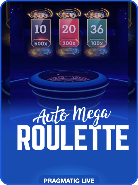 Auto Mega Roulette lobby thumbnail — Pragmatic Play Live, rendered by thumbs.store