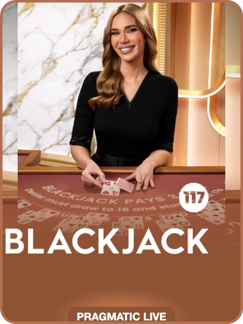 Blackjack 117 lobby thumbnail — Pragmatic Play Live, rendered by thumbs.store