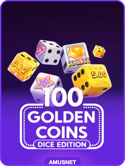 100 Golden Coins Dice Edition lobby thumbnail — Amusnet, rendered by thumbs.store